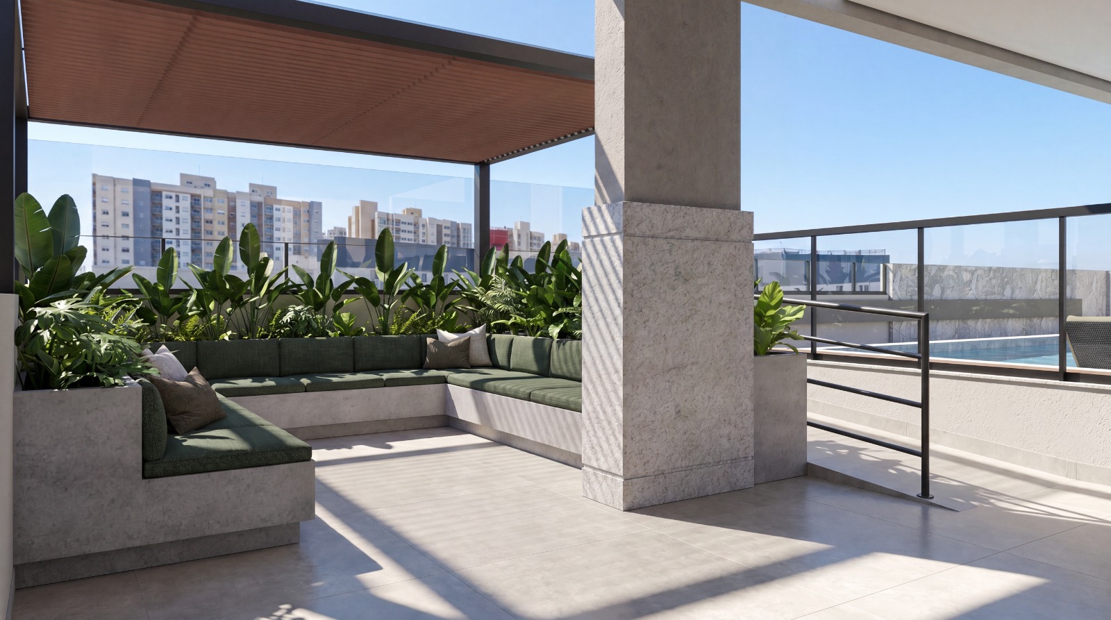 Lounge externo com vista